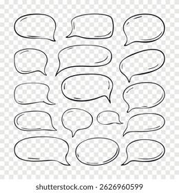 Doodle speech bubbles vector icon set