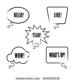 Doodle speech bubbles in white background.isolated vector