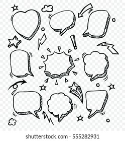 Doodle Of Speech Comic Bubbles. Comic Sound Effect.Vector Illustration