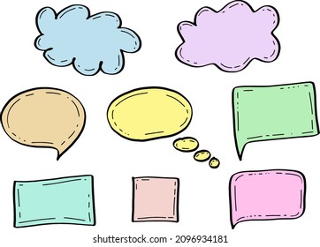 Doodle speech note bubble colorful and black line vector. Infographic elements collection. Note sticker illustration
