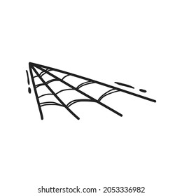 Doodle spider web element. Hand drawn black cobweb isolated on white background. Scary cute sign. Outline vector illustration for natural fall designs, Halloween, Day of the Dead, web, autumn sales