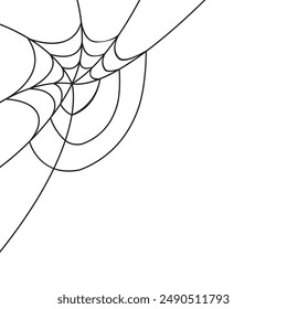 Doodle spider web icon isolated on white Halloween symbol Sketch.