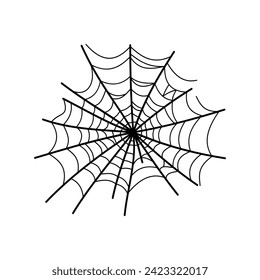 Doodle spider web icon on white background.