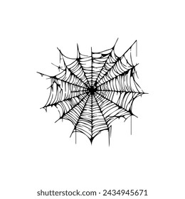 Doodle spider web icon on white background.