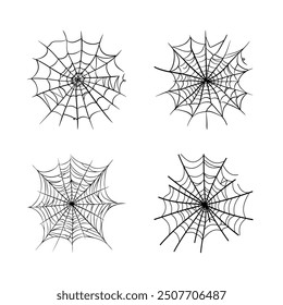Doodle spider web icon on white background.
