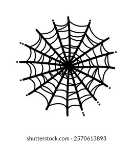 Doodle spider web icon on white background.