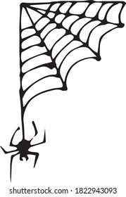 Doodle spider web set. Halloween vector decoration. Vector illustration