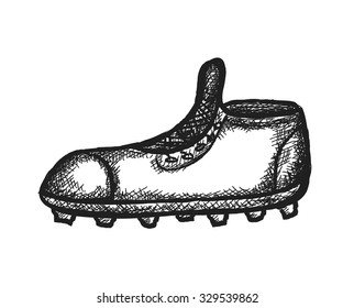 doodle spiked football shoe, vector illustration icon