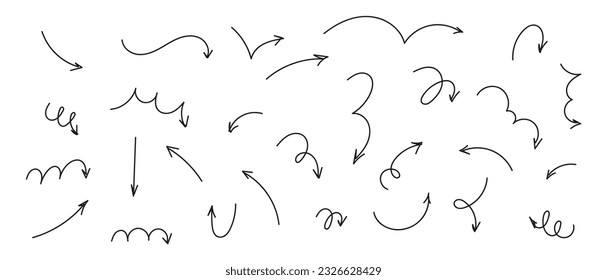 Doodle spiral arrows icon. Design quirky twist zigzag line, spring coil, curve wave. Vector illustration
