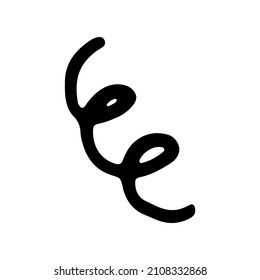 Espiral de doodle y elementos de movimiento giratorio, objetos negros aislados. Ilustraciones vectoriales.