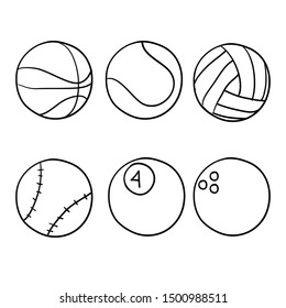 doodle sport ball illustration handdrawn style