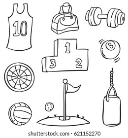Doodle of Sport equipment vector