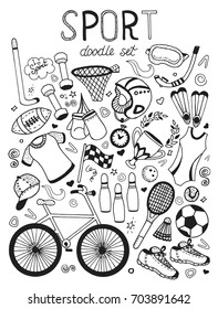 Doodle Sport fitness hand drawn vector illustration