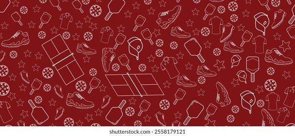 Doodle sports background, pickleball design, editable vector eps 10.