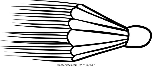 Doodle sports ball trajectory rebound. Vector Illustration. Badminton, shuttlecock Line art style isolated on white background