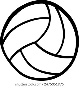 Doodle sports ball trajectory rebound. Volleyball Vector Illustration. Line art style isolated on white background