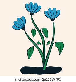 Doodle spring colorful flower element. Cartoon isolated vector illustration.