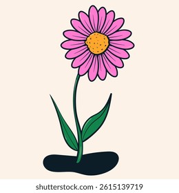 Doodle spring colorful flower element. Cartoon isolated vector illustration.