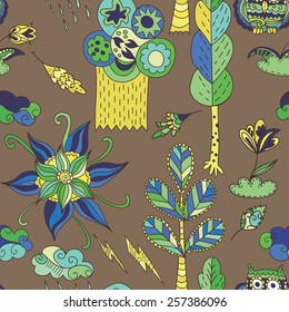 Doodle spring pattern | Seamless baby children background for wallpaper and textile design