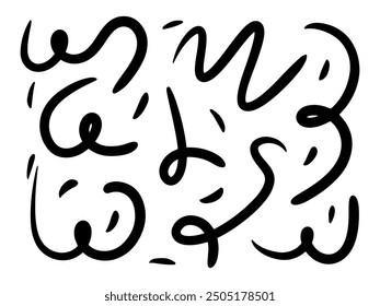 Doodle spring and spiral set, hand drawn coil icons. Vector flexible lines for your design