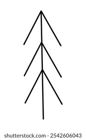 Doodle spruce tree. Black and white clipart illustration.