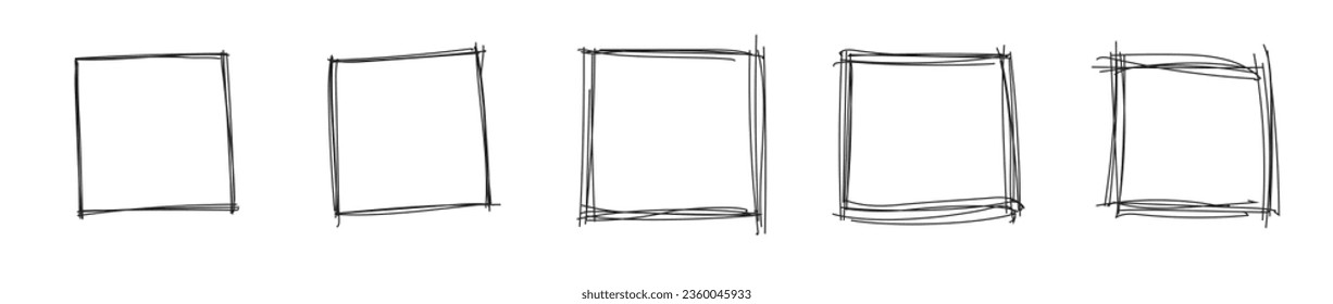 doodle square frame hand drawing border pencil sketch border scribble