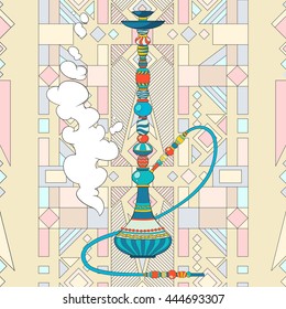 Doodle square Vector colorful Decorative, abstract  oriental Hookah. Coloring book and pages anti stress for adult and older children. Vintage ornament.