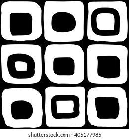 Doodle squares abstract seamless vector pattern. Abstract geometric texture. Tribal background