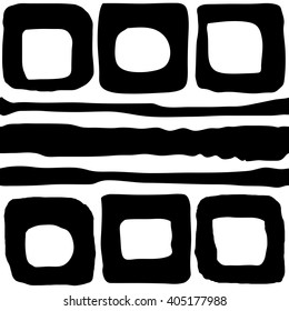 Doodle squares abstract seamless vector pattern. Abstract geometric texture. Tribal background