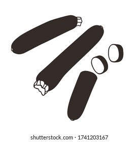 Doodle squash. Hand drawn stylish fruit and vegetable. Vector artistic drawing fresh organic food. Summer illustration vegan ingrediens for smoothies