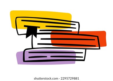 
Doodle stack of books. Back to school. Vector outline of books. Reading and education.