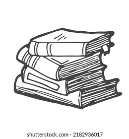 Doodle stack of books. Sketches of books. Vector illustration.