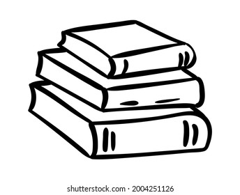 Doodle stack of books. Vector illustration.