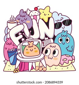 Doodle stack of various objects