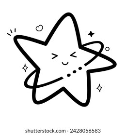 Doodle de personajes de la estrella aislados sobre fondo blanco. Dibujos animados. 