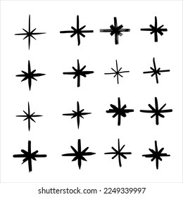 Doodle star. Hand-drawn flash effect. Black and white illustration