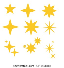 doodle Star icons. Twinkling stars. Sparkles, shining burst. Christmas vector symbols isolated hand drawn style