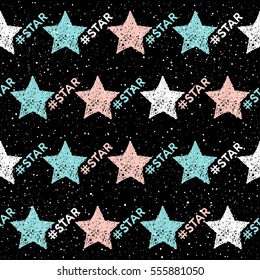 Doodle star seamless background. Abstract childish star pattern for christmas card, new year invitation, poster, book cover, scrapbook, textile fabric, garment etc.