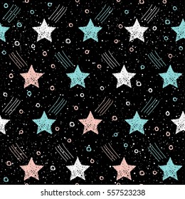 Doodle star seamless background. Abstract childish star pattern for christmas card, new year invitation, poster, book cover, scrapbook, textile fabric, garment etc.