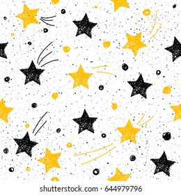 Doodle star seamless pattern background. Abstract handmade star pattern for card, invitation, wallpaper, album, scrapbook, holiday wrapping paper, textile fabric, garment, t-shirt etc