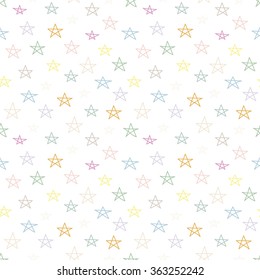 Doodle star seamless pattern. Vector illustration.