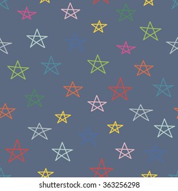 Doodle star seamless pattern. Vector illustration.