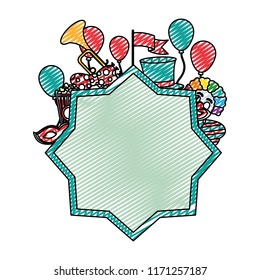 doodle star tag with carnival entertainment party