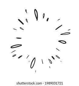 Doodle starburst. Hand drawn sun burst. Vector sketch illustration. Isolated on white background.