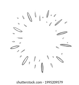 Doodle starburst. Hand drawn sun burst. Vector sketch illustration. Isolated on white background.