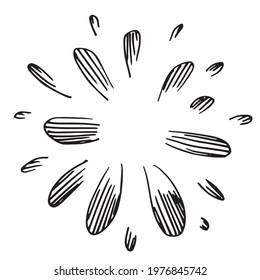 doodle starburst isolated on white background hand drawn from sunburst. design elements. vector illustration.