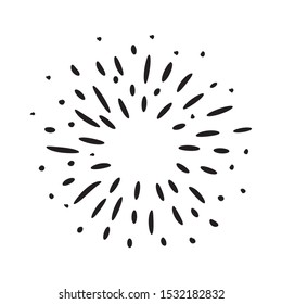 doodle starburst, sunburst, firework, explosion. doodle design element. vector illustration