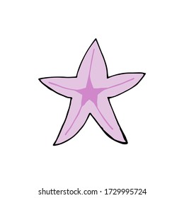 Doodle Starfish. hand drawn of a Starfish isolated on a white background. Vector illustration sticker, icon, design element