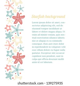 Doodle starfish seamless line background.