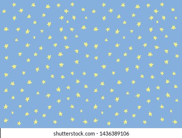 Doodle stars art. Vector stars isolated background. Pattern for children, babies, toddlers. Night sky with hand drawn stars. Backdrop for baby shower decoration. Wallpaper vintage design. Retro style.